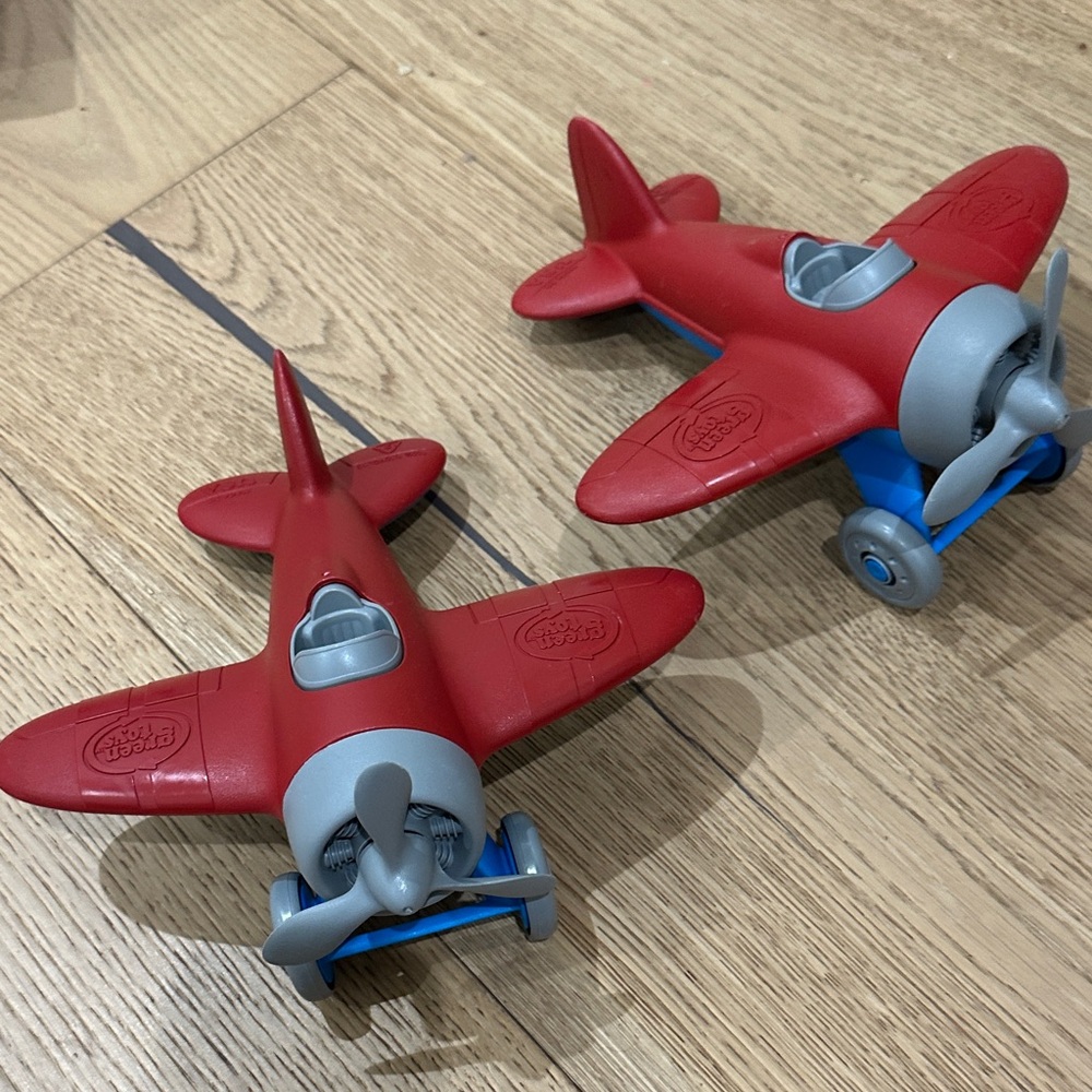 Green toys Red Toy Airplane Duo - Kids Push & Play Planes